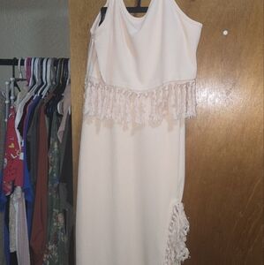 Cream Fringe Maxi Dress